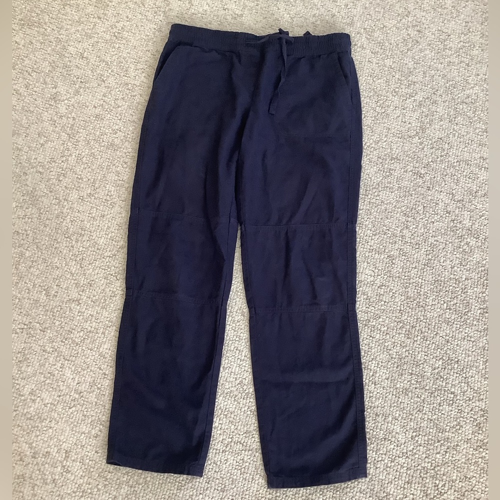 LOFT Navy linen Blend Pull On Pants Drawstring Waist 6